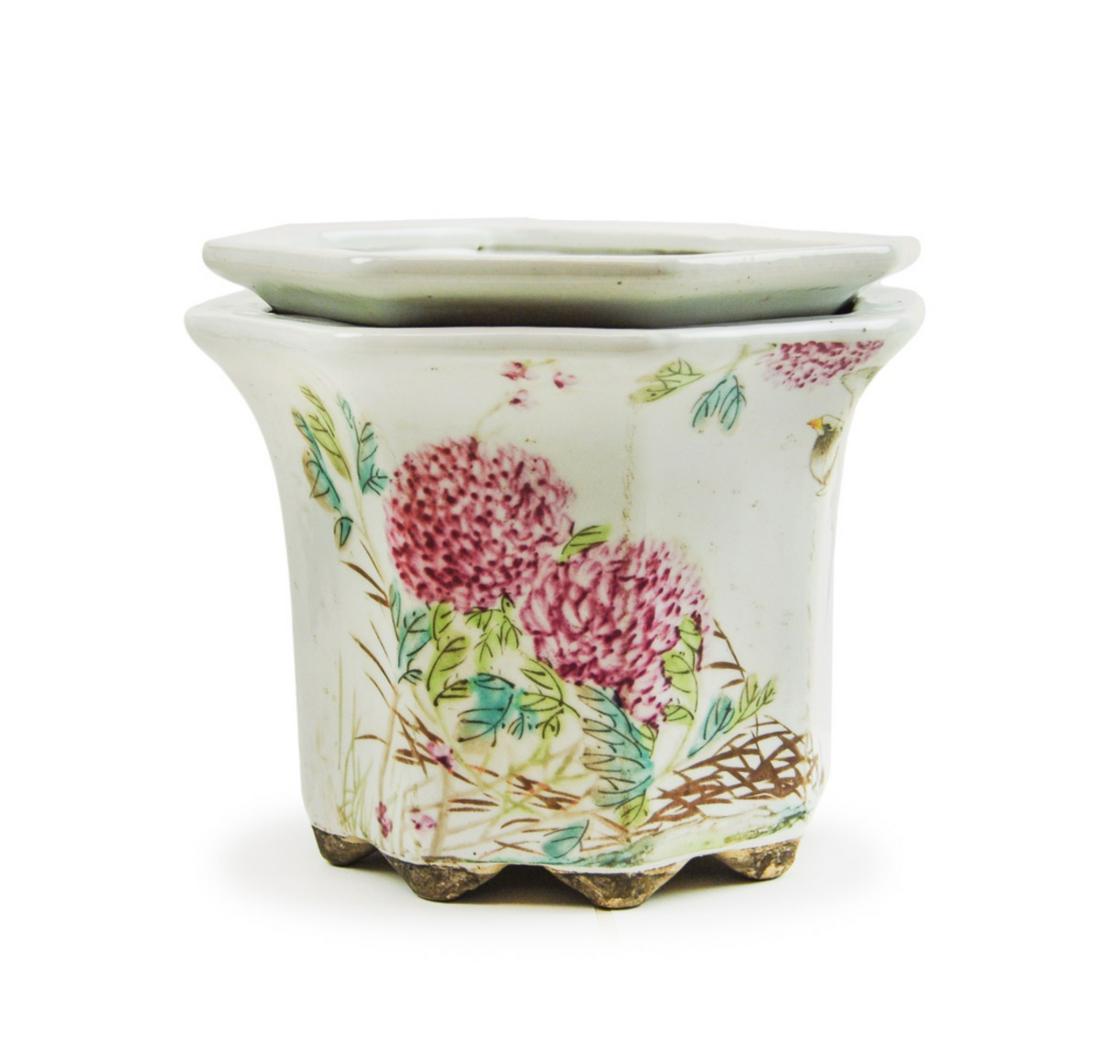 FAMILLE ROSE PORCELAIN PLANTER WITH DISH (1 of 9)