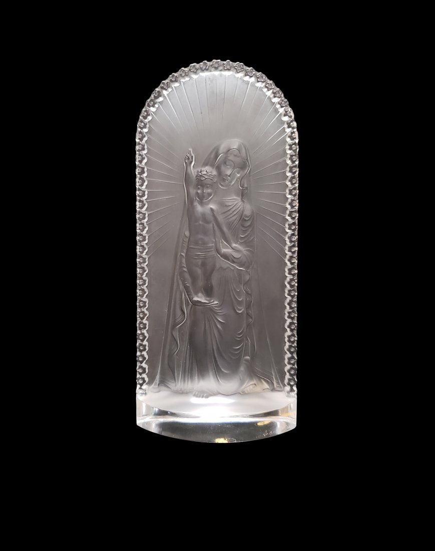 LALIQUE MADONNA & CHILD PLAQUE ON STAND (1 of 11)