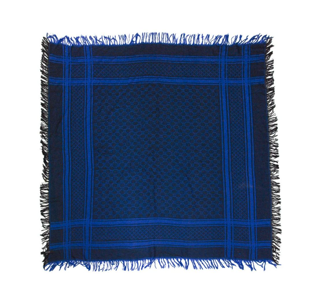 BLUE GUCCI SCARF: 49in(124.4cm) X 49in(124.4cm)