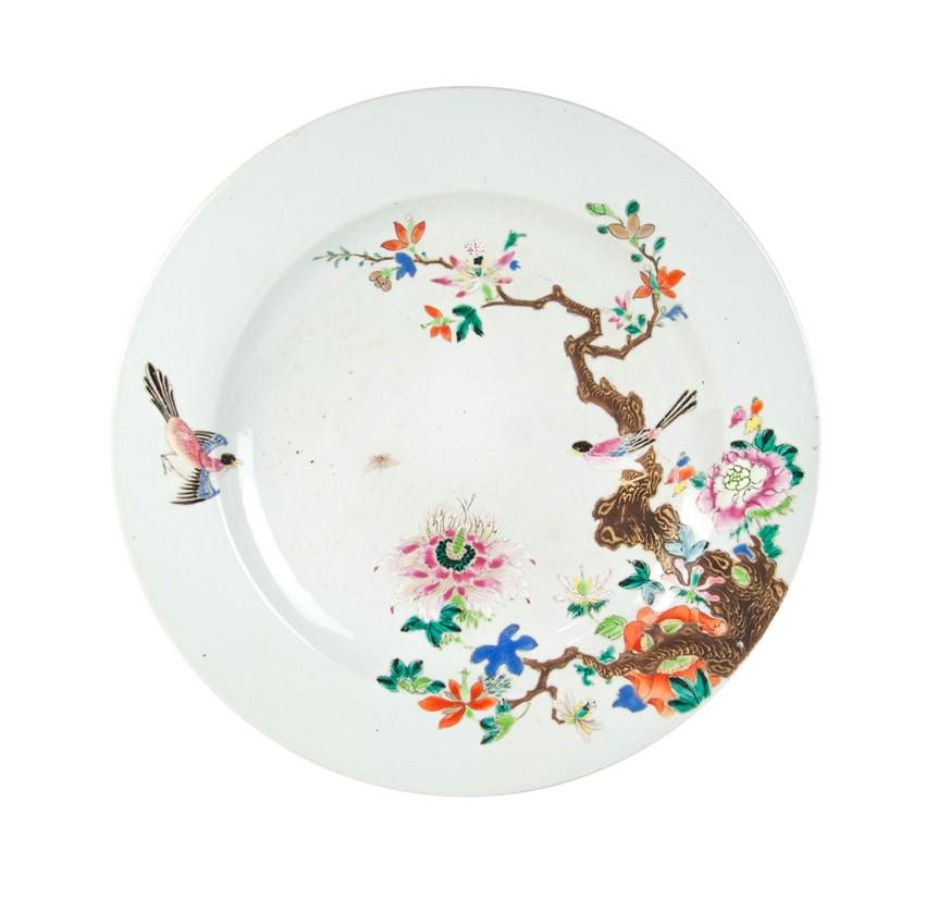 WITH BOSS  SE FAMILLE ROSE PLATE -BIRD ON BRANCH (1 of 6)