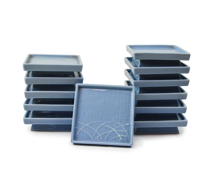 SET OF 12 JAPANESE CLAIR DE LUNE SQUARE DISHES (1 of 7)