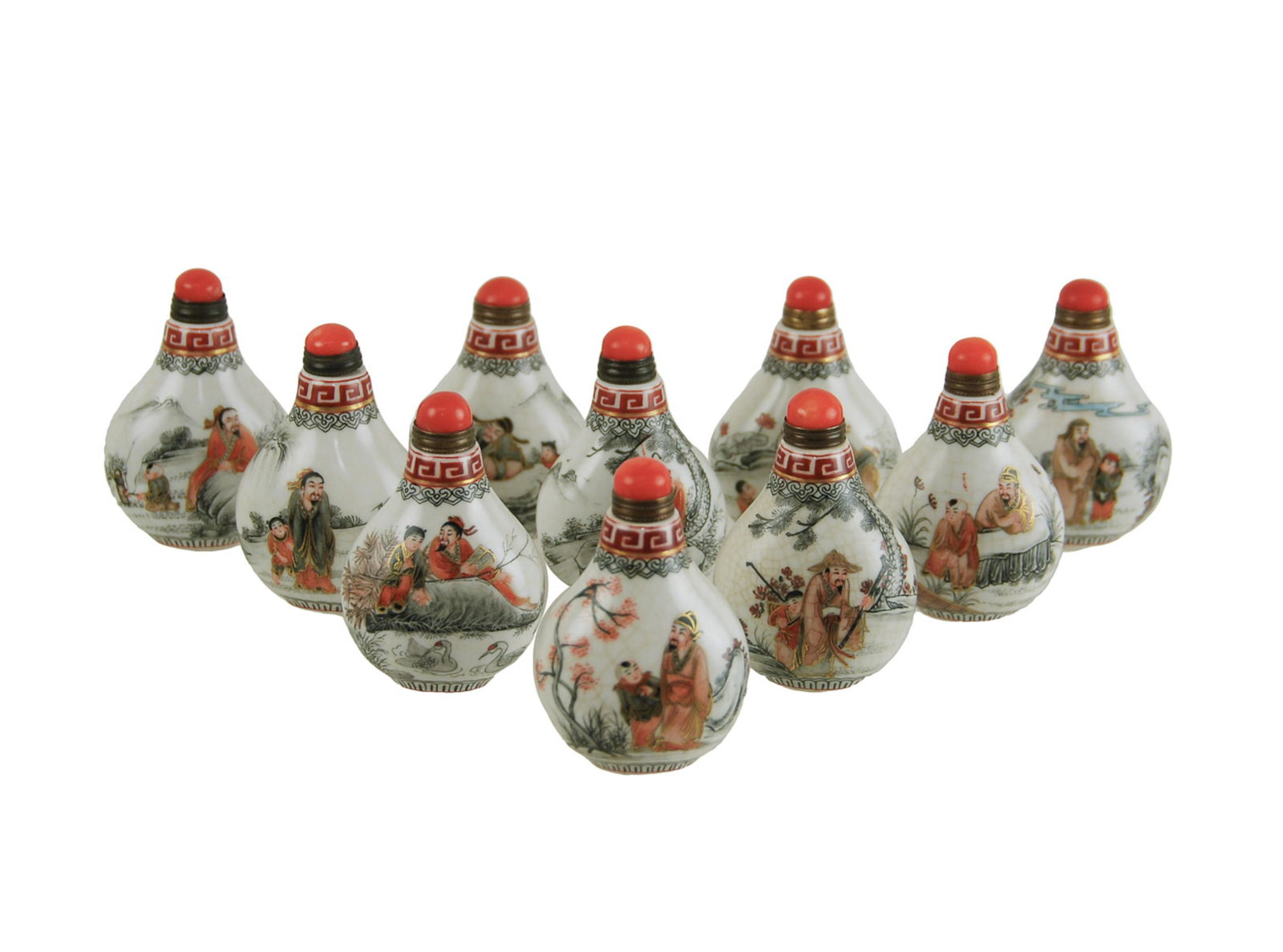 COLLECTION OF TEN PORCELAIN SNUFF BOTTLES & BOX (1 of 13)