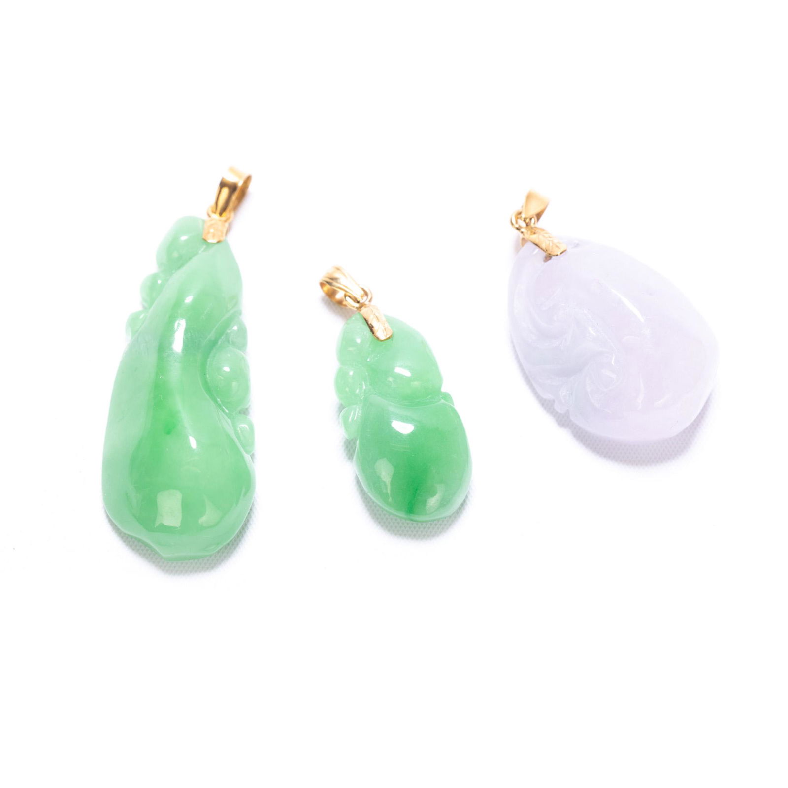 14K THREE JADEITE PENDANTS (1 of 6)