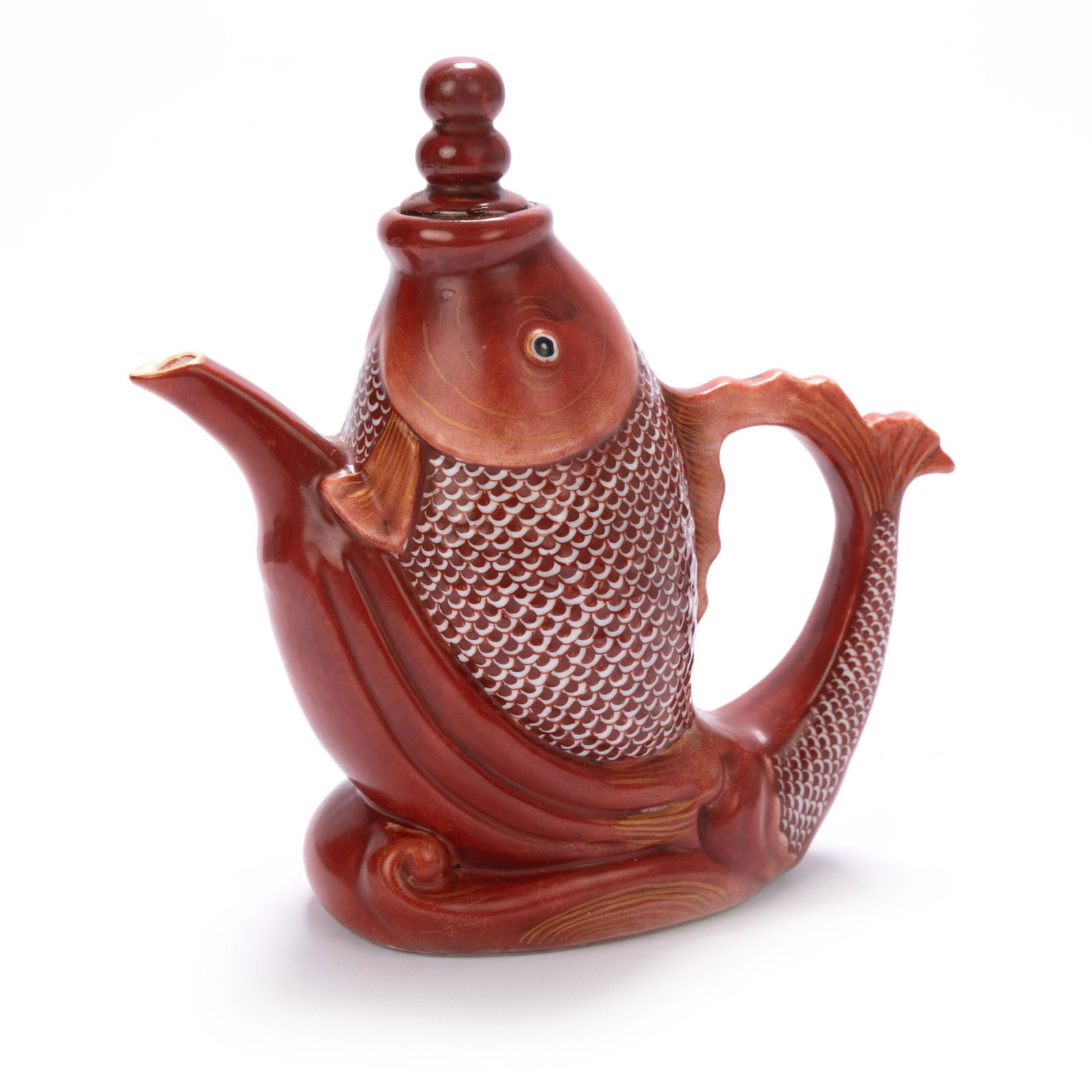 PORCELAIN FISH SHAPED TEA POT (1 of 6)
