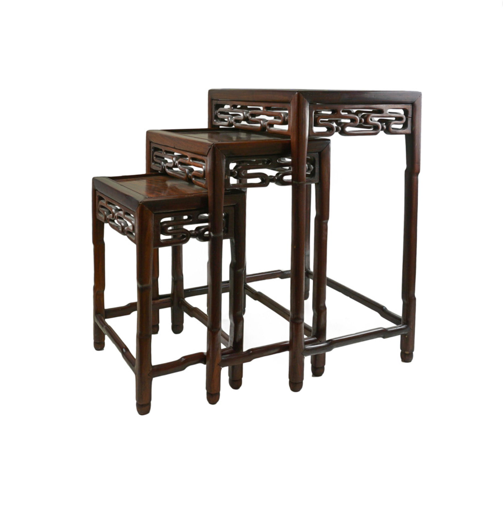 SET OF THREE CHINESE WOOD NESTING TABLES (1 of 3)