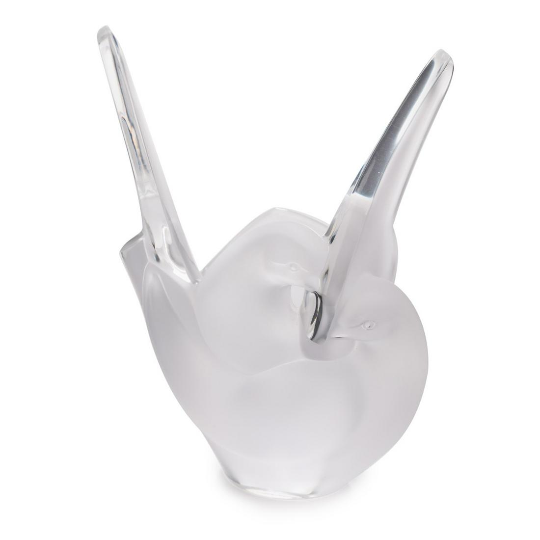 LALIQUE 'Sylvie' Frosted Crystal Love Birds Vase (1 of 6)