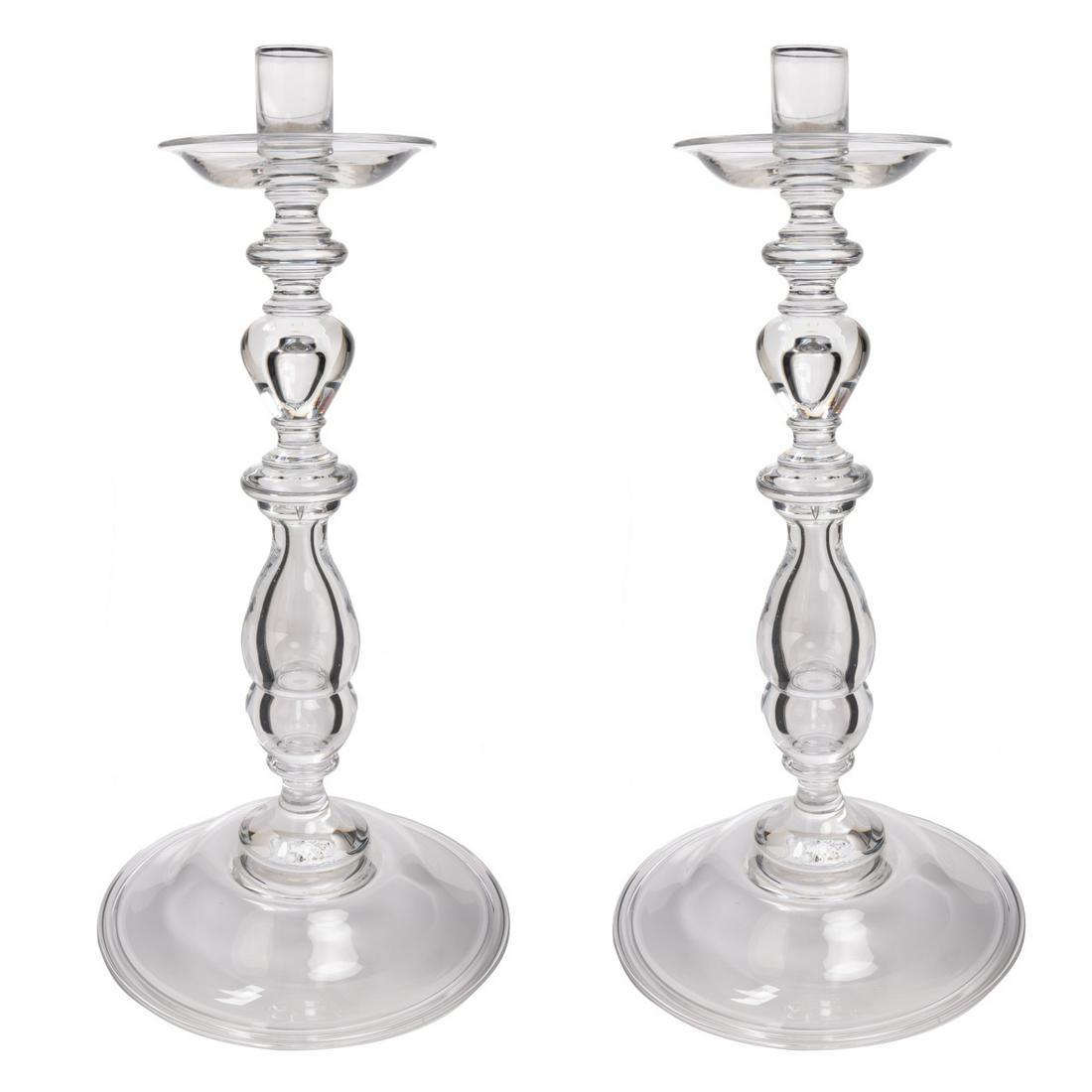 Large Pair Of Steuben Candlestick Tear Drop Signed (1 of 16)