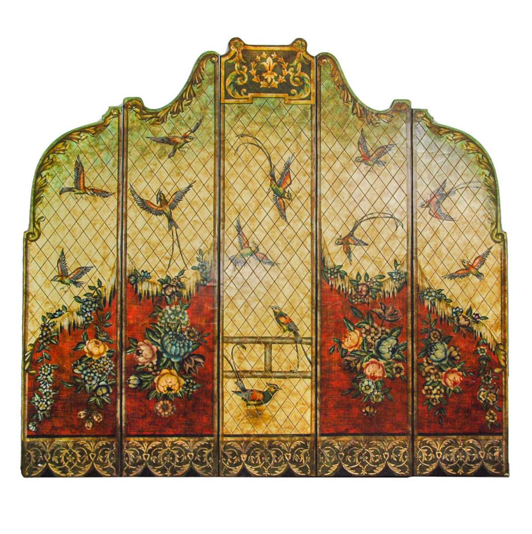 Painted Wood Hanging Headboard: Painted Wood Hanging Headboard H:55in(139.7cm) W:59in(149.8cm)