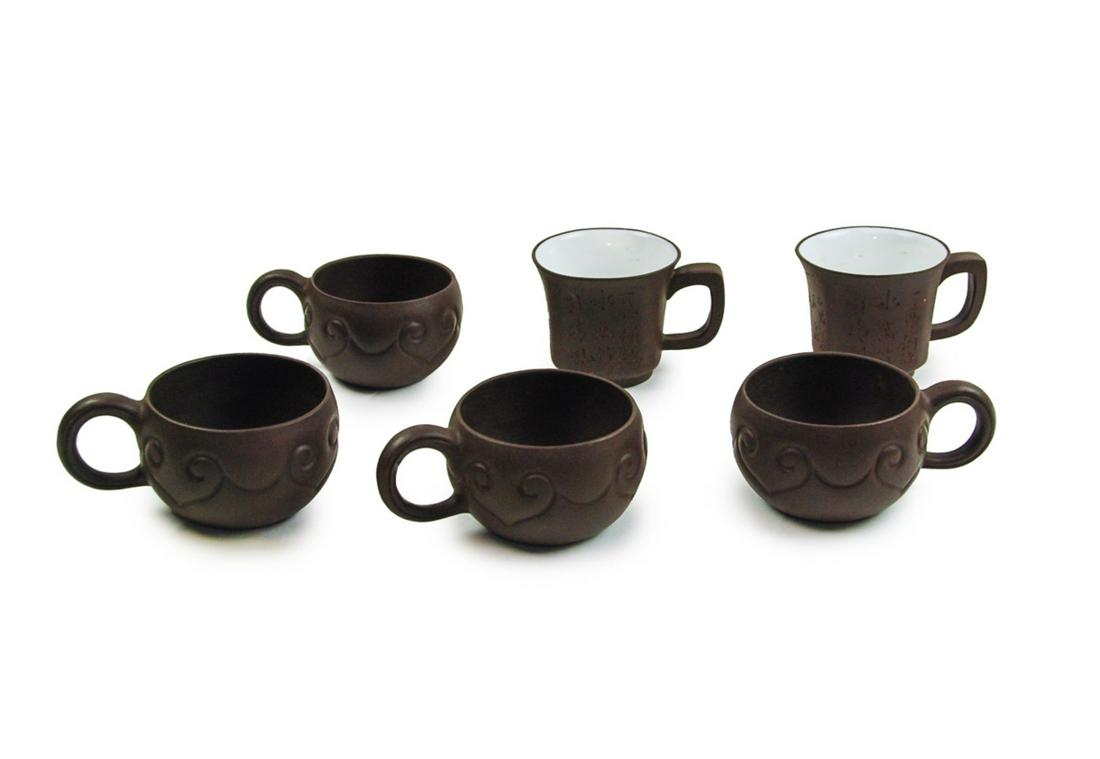 Group Of Six Yixing Clay Tea Cups (1 of 5)