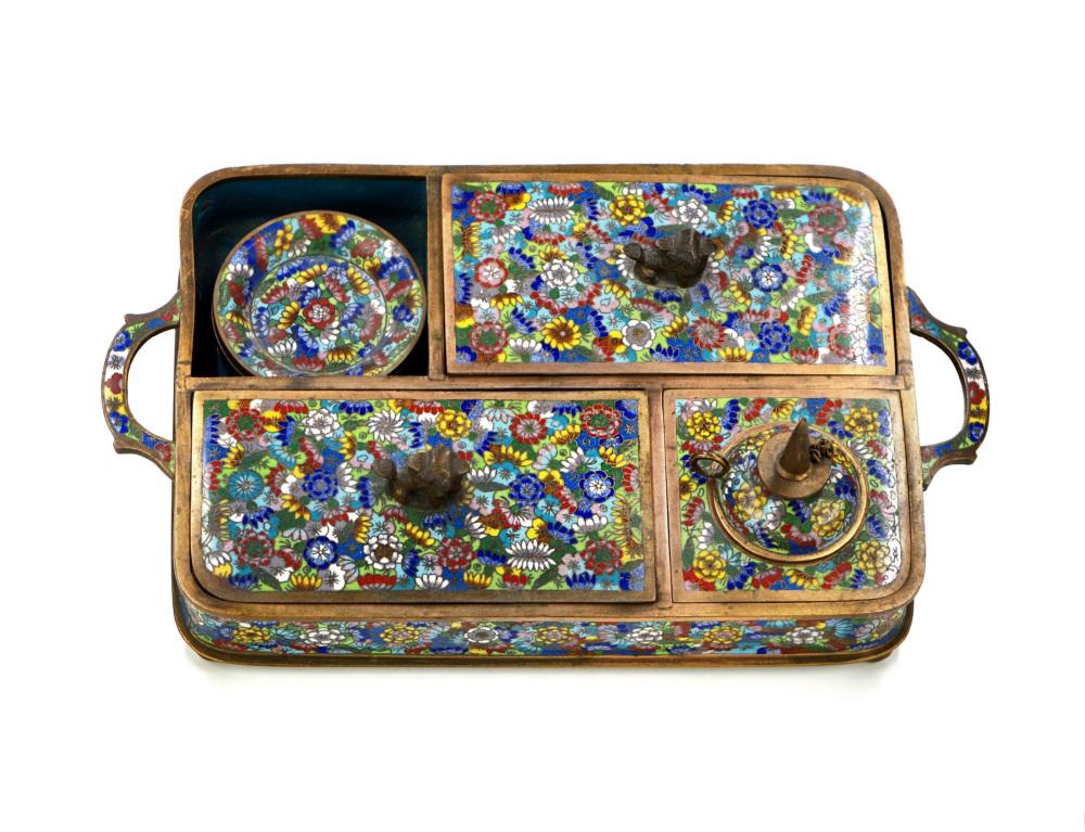 CLOISONNE OPIUM SMOKE SET; 19TH CENTURY (1 of 4)