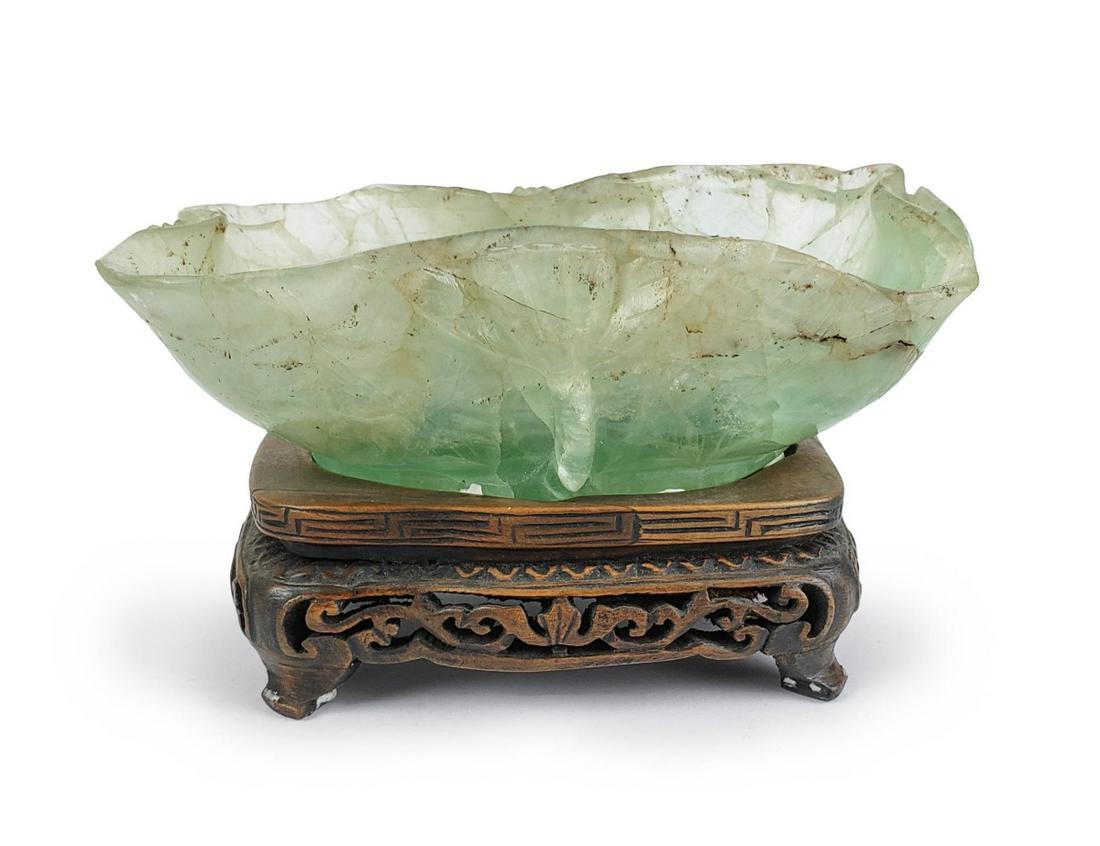 CARVED STONE CRYSTAL LOTUS DISH (1 of 2)