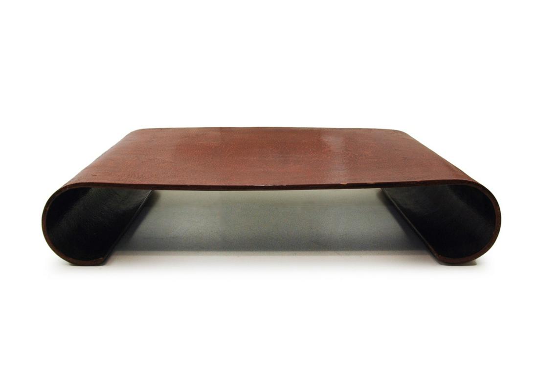LACQUER TEA TABLE: H:4in(10cm) W:21in(53.3cm)