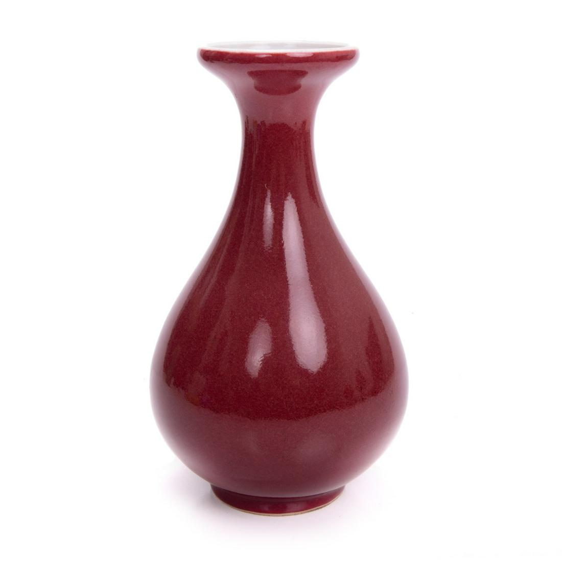 CHINESE RED GLAZED PEAR SHAPED VASE (1 of 6)