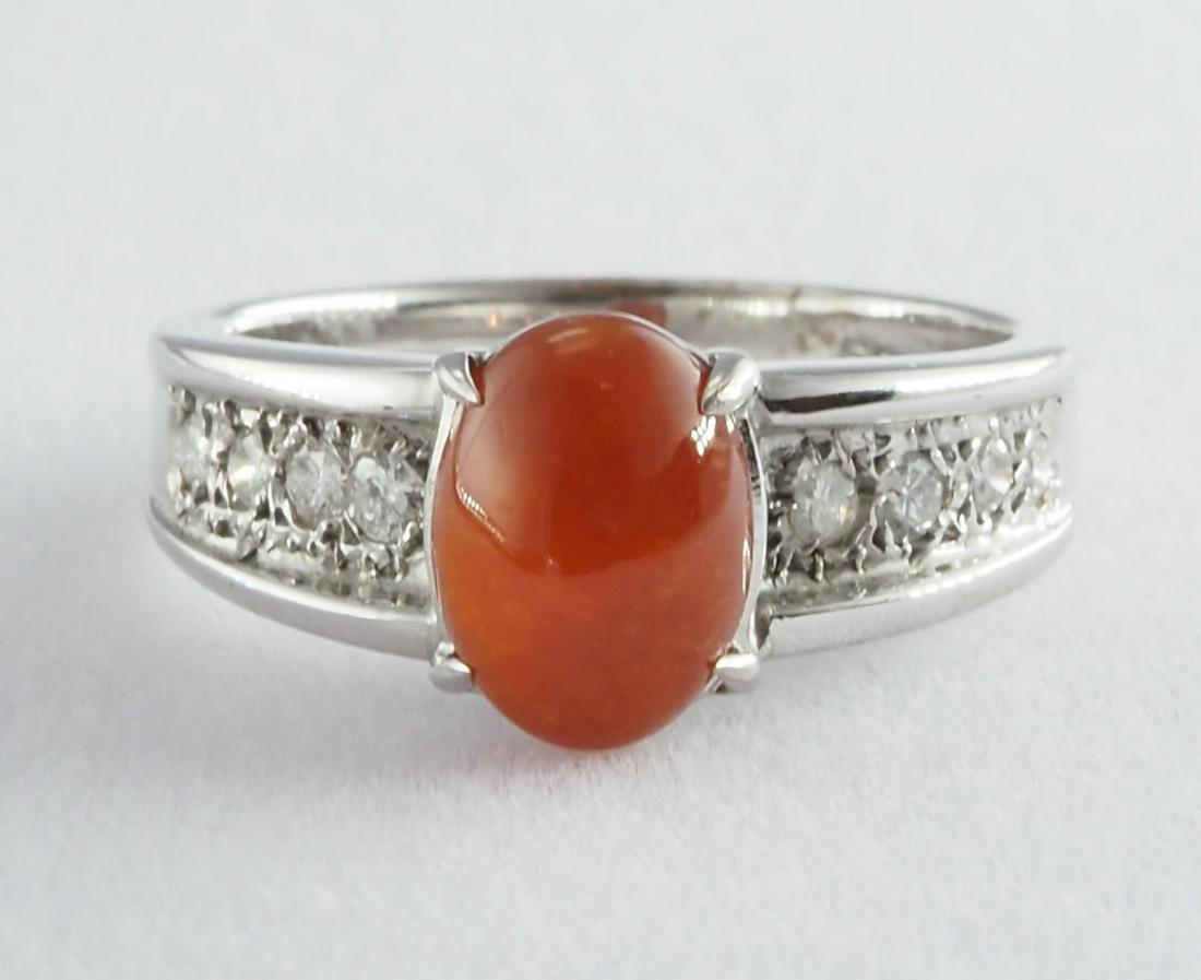 Natural red jadeite and diamond ring (1 of 6)