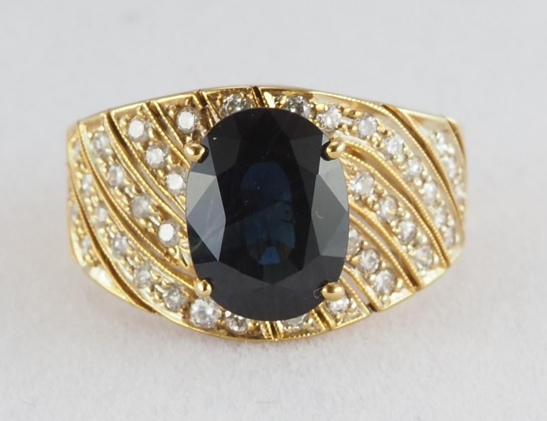 Natural blue sapphire and diamond ring (1 of 7)