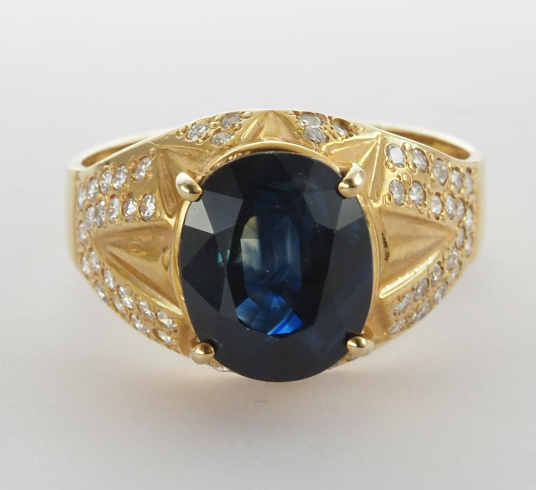 Natural blue sapphire and diamond ring (1 of 6)