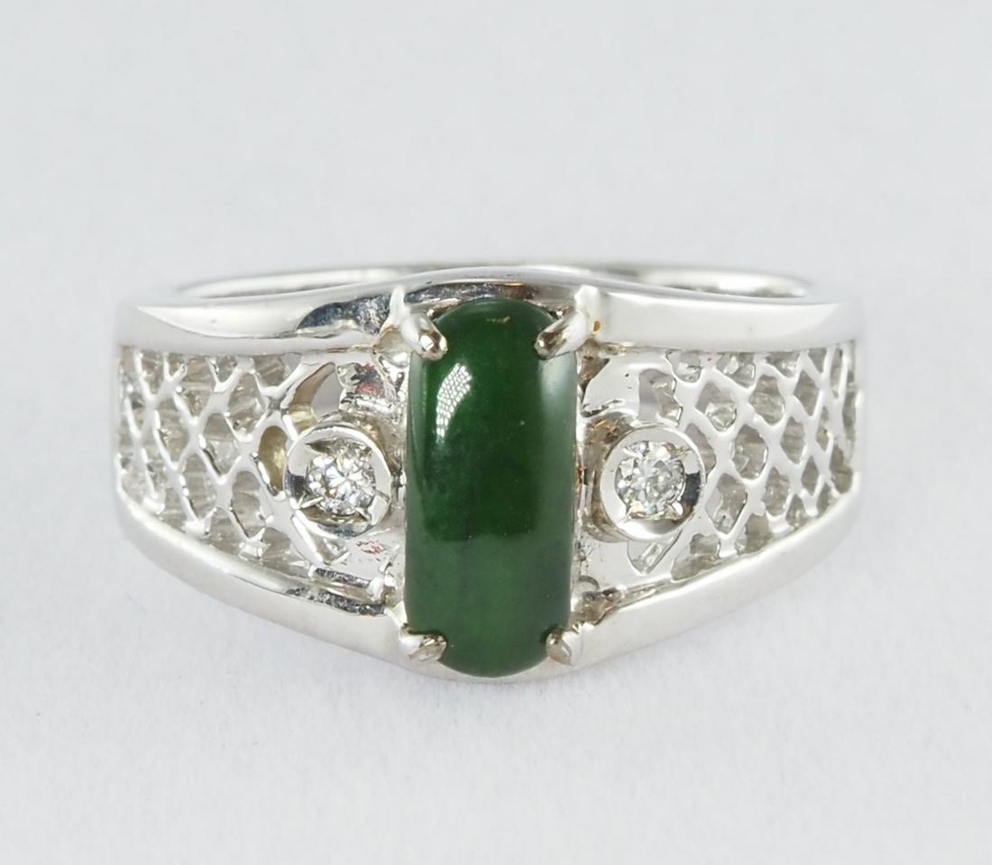 Natural jadeite and diamond ring (1 of 6)