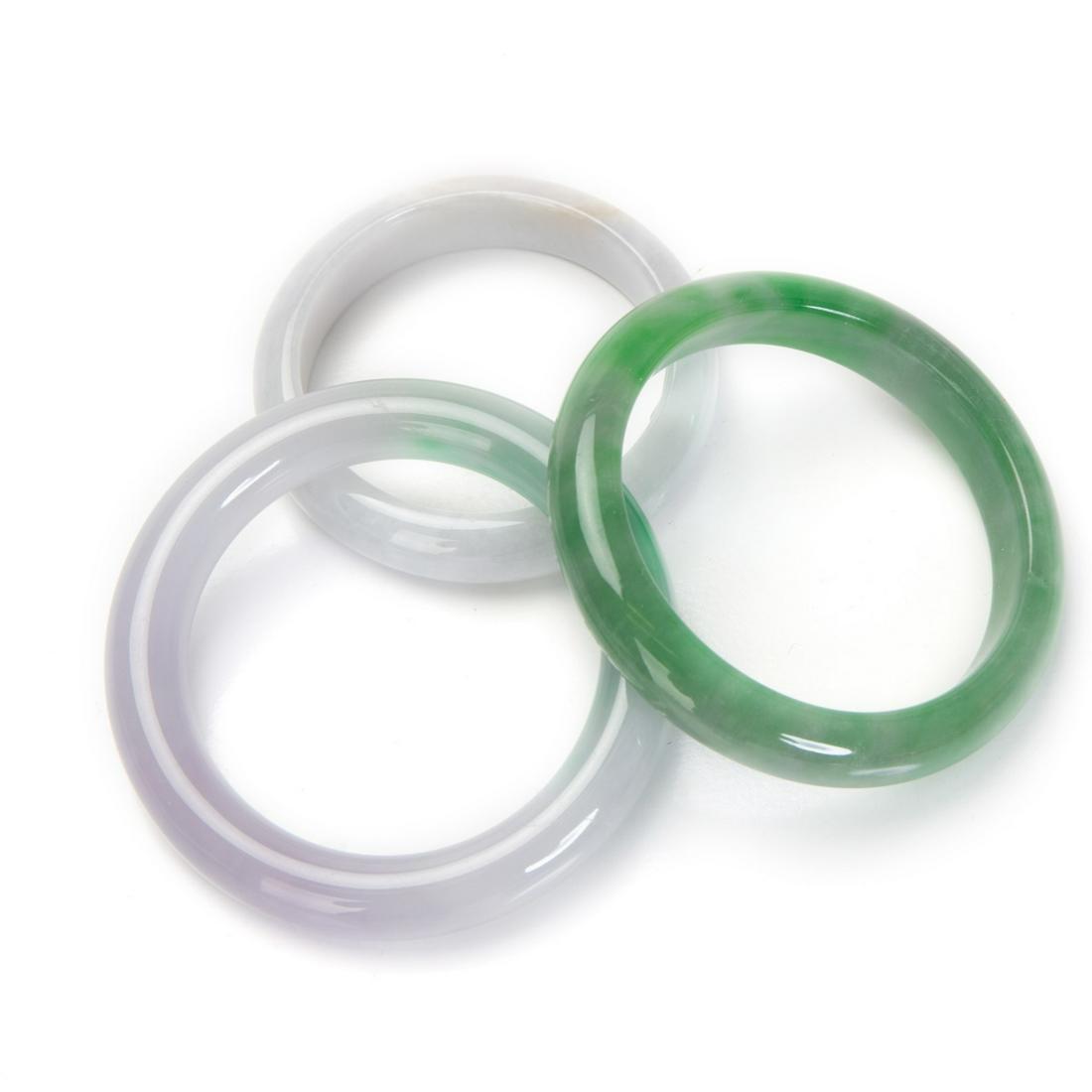 THREE JADE BANGLES (one certified) (1 of 6)