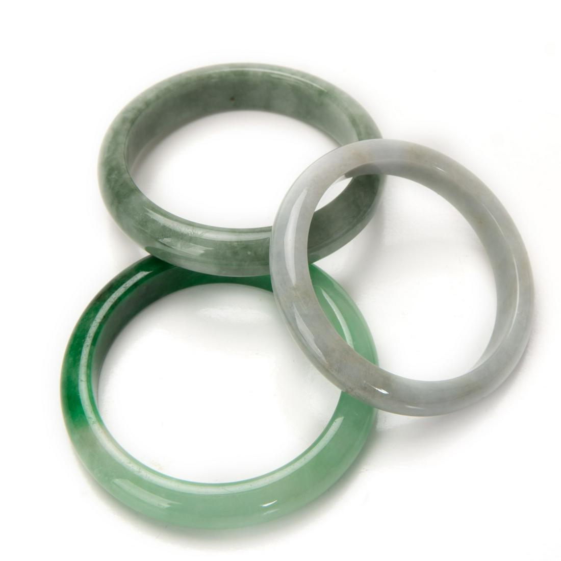 THREE JADE BANGLES (one certified) (1 of 6)