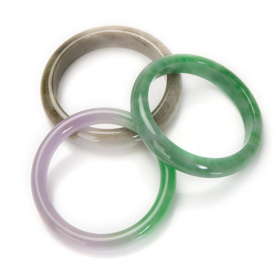 THREE JADE BANGLES (one certified) (1 of 6)