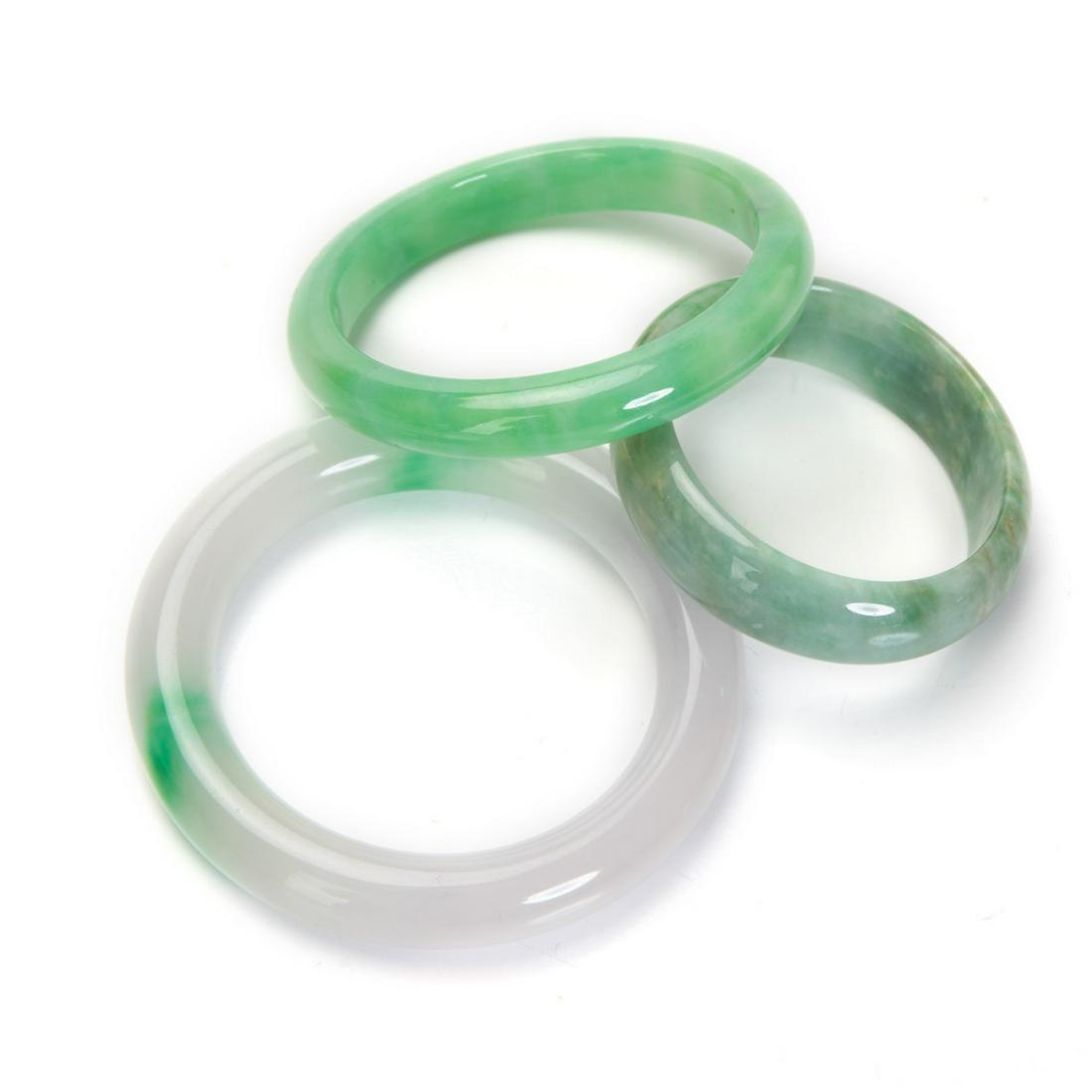 THREE JADE BANGLES (one certified) (1 of 6)