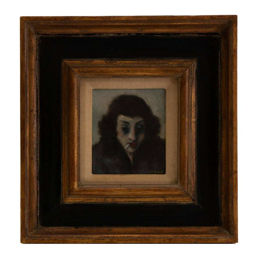 Alexander Brook, New York / Georgia OIL: Oil on canvas in an ebony and gold tone wooden frame, signed on the lower right â€œA. Brook” by Alexander Brook. There is a tag on the back from Kraushaar Galleries, 724 Fifth Avenue, New Yo