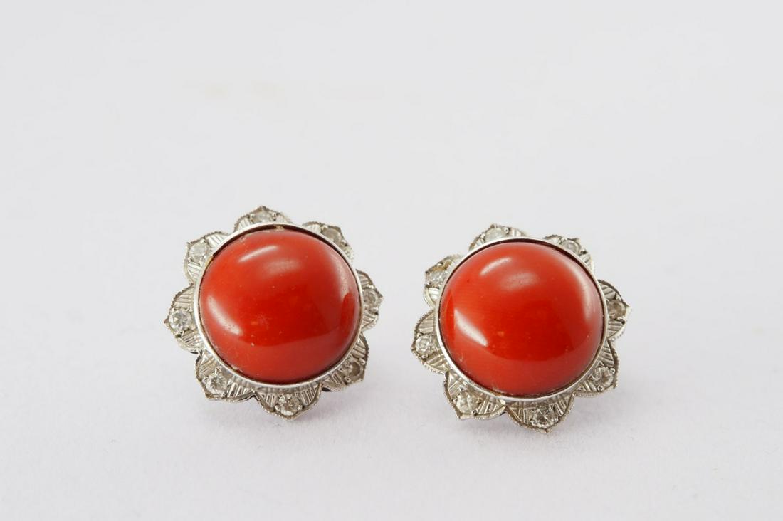 Handmade natural coral and diamond earrings (1 of 8)