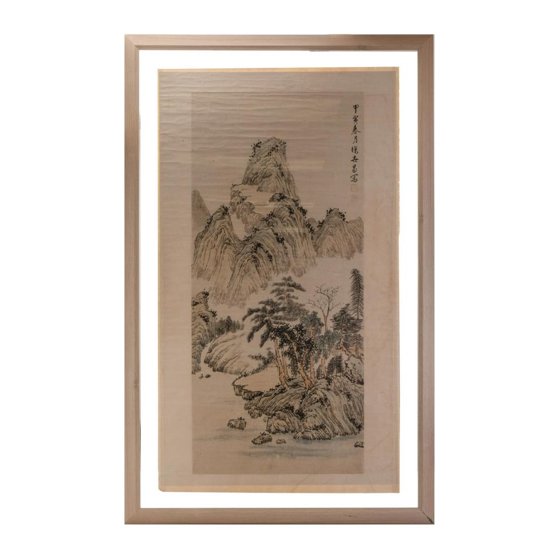 CHINESE PAINT ON PAPER FRAMED SCROLL (1 of 6)