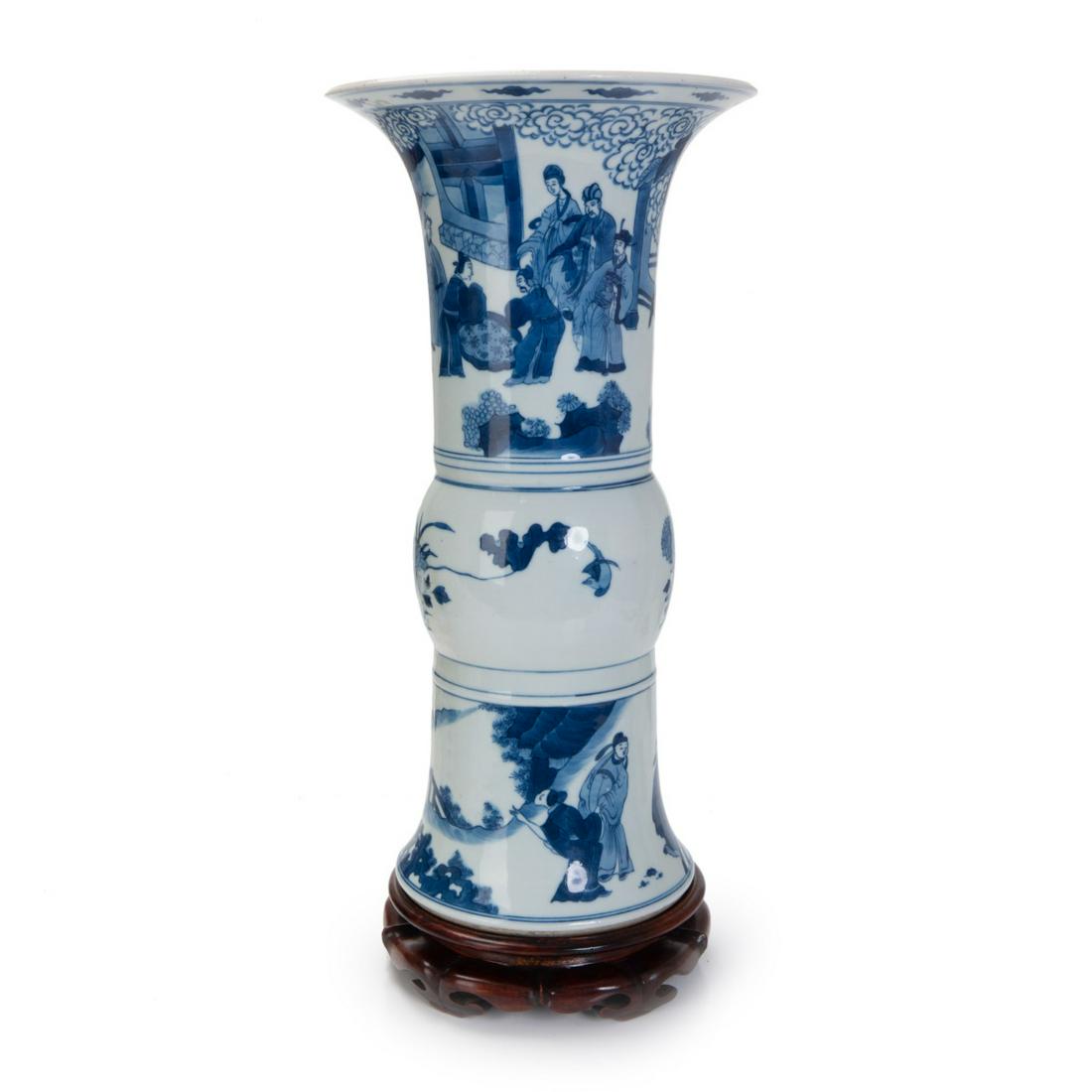 CHINESE BLUE AND WHITE HU SHAPED VASE (1 of 6)