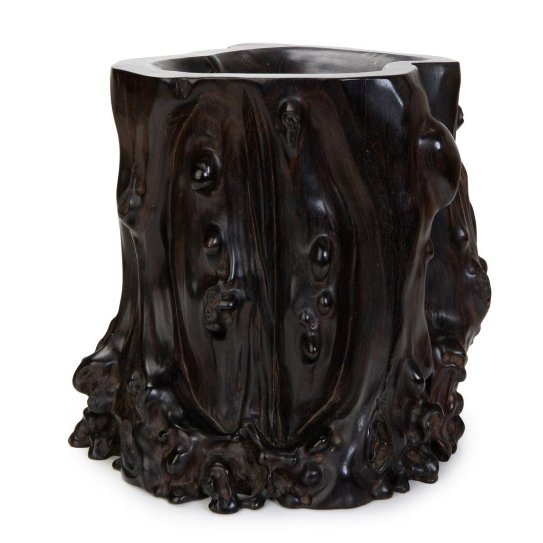 CHINESE ZITAN TRUNK BRUSH POT (1 of 6)