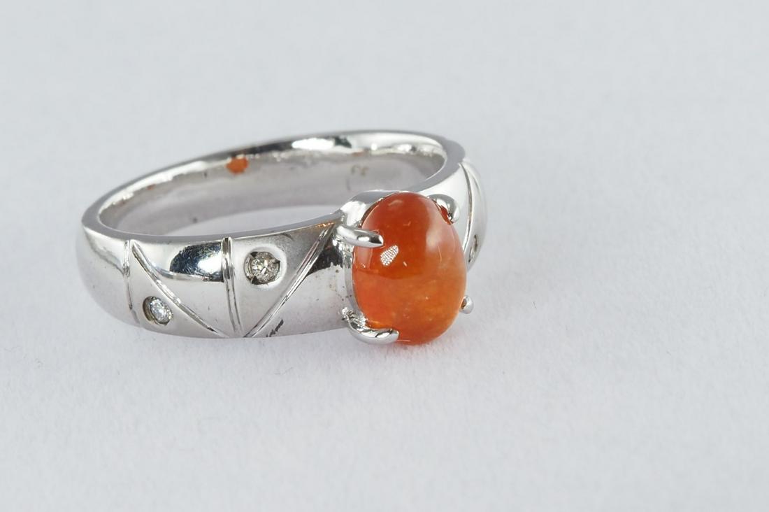 Natural red jadeite and diamond ring (1 of 9)