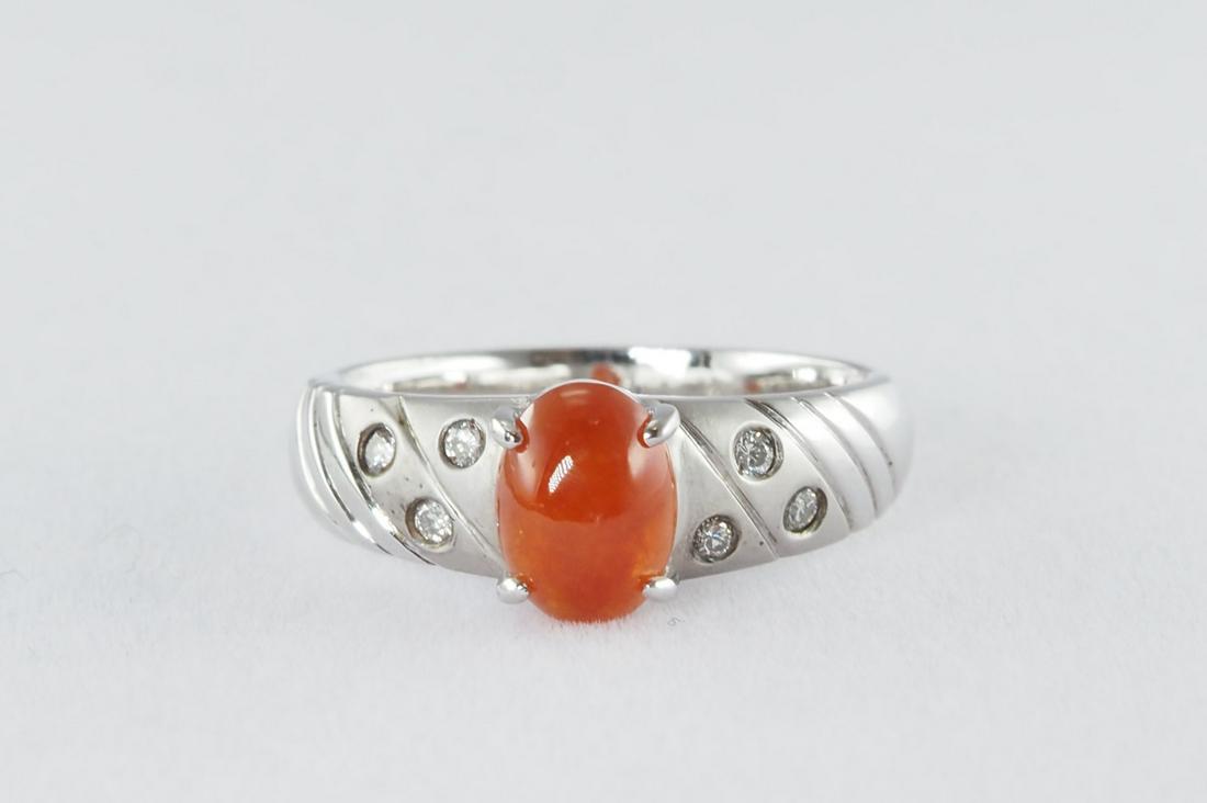 Natural red jadeite and diamond ring (1 of 8)