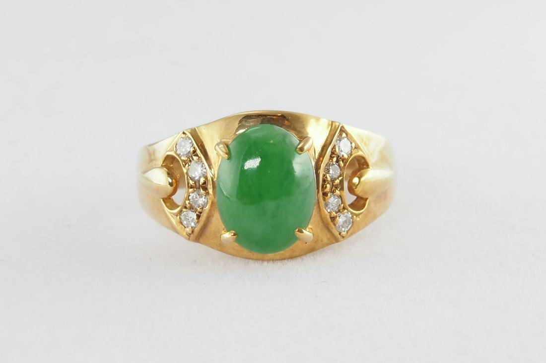 Natural jadeite and diamond ring (1 of 7)