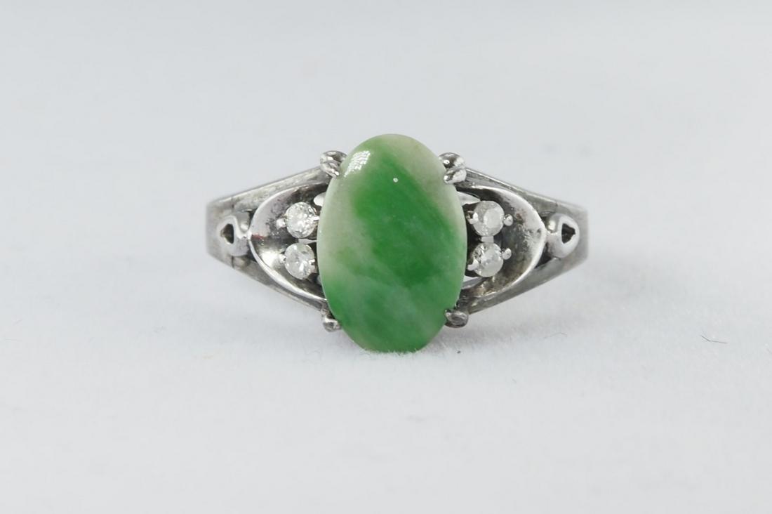 Natural jadeite and diamond ring (1 of 7)