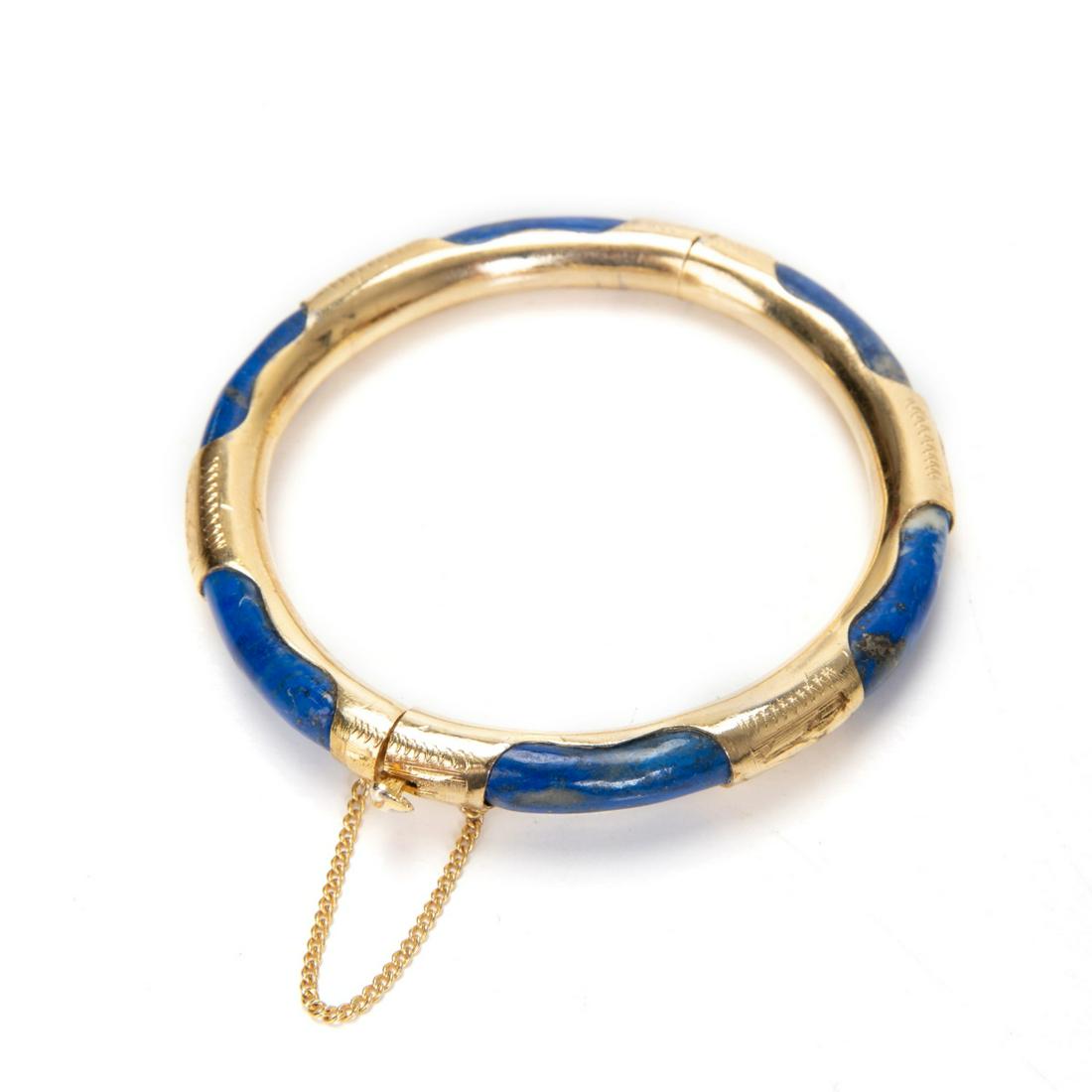 LAPIS LAZULI GILDED METAL BANGLE (1 of 6)