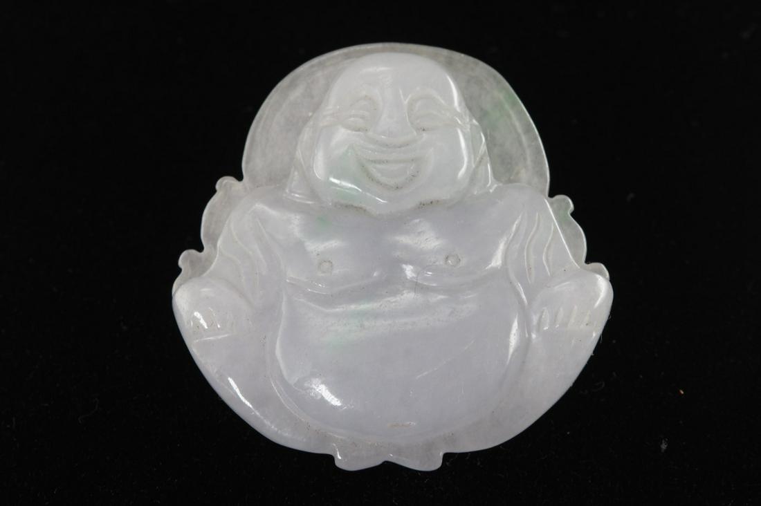 Natural jadeite laughing Buddha pendant (1 of 6)