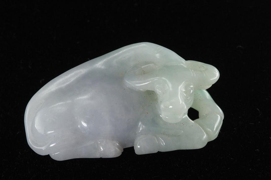 Natural jade carving ox ornament (1 of 7)