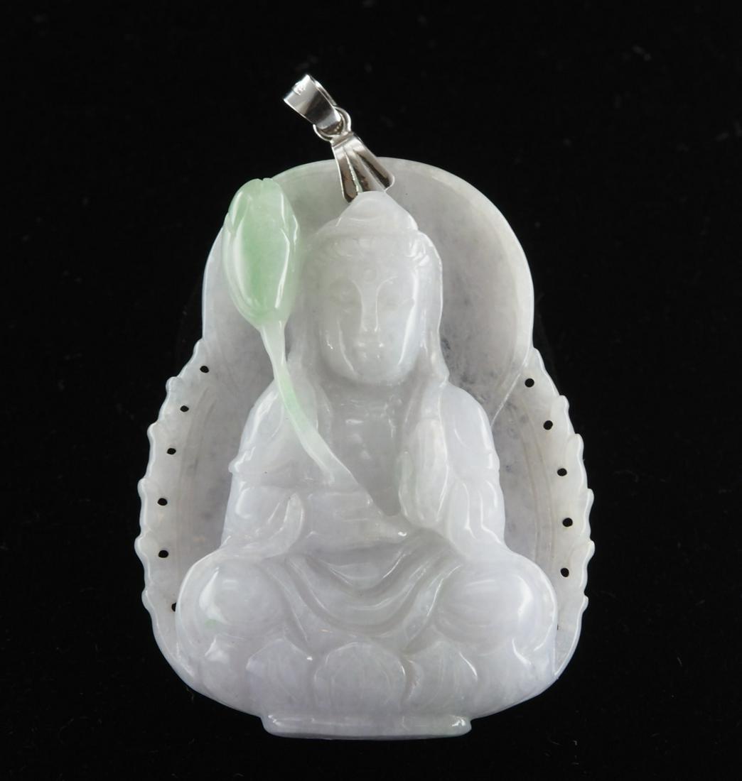 Natural jadeite Quanyin pendant (1 of 7)