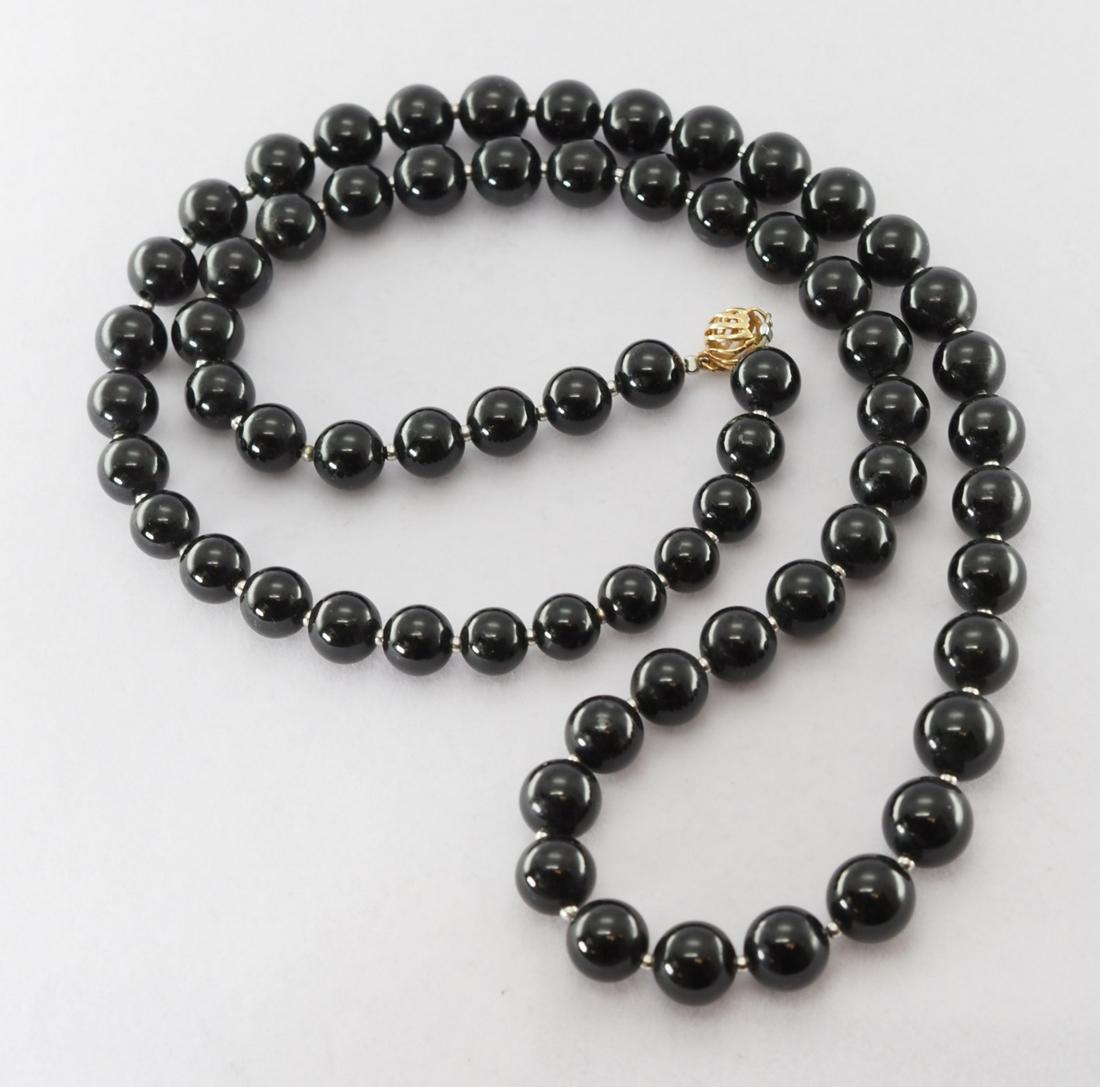 Natural black jade beads necklace (1 of 6)