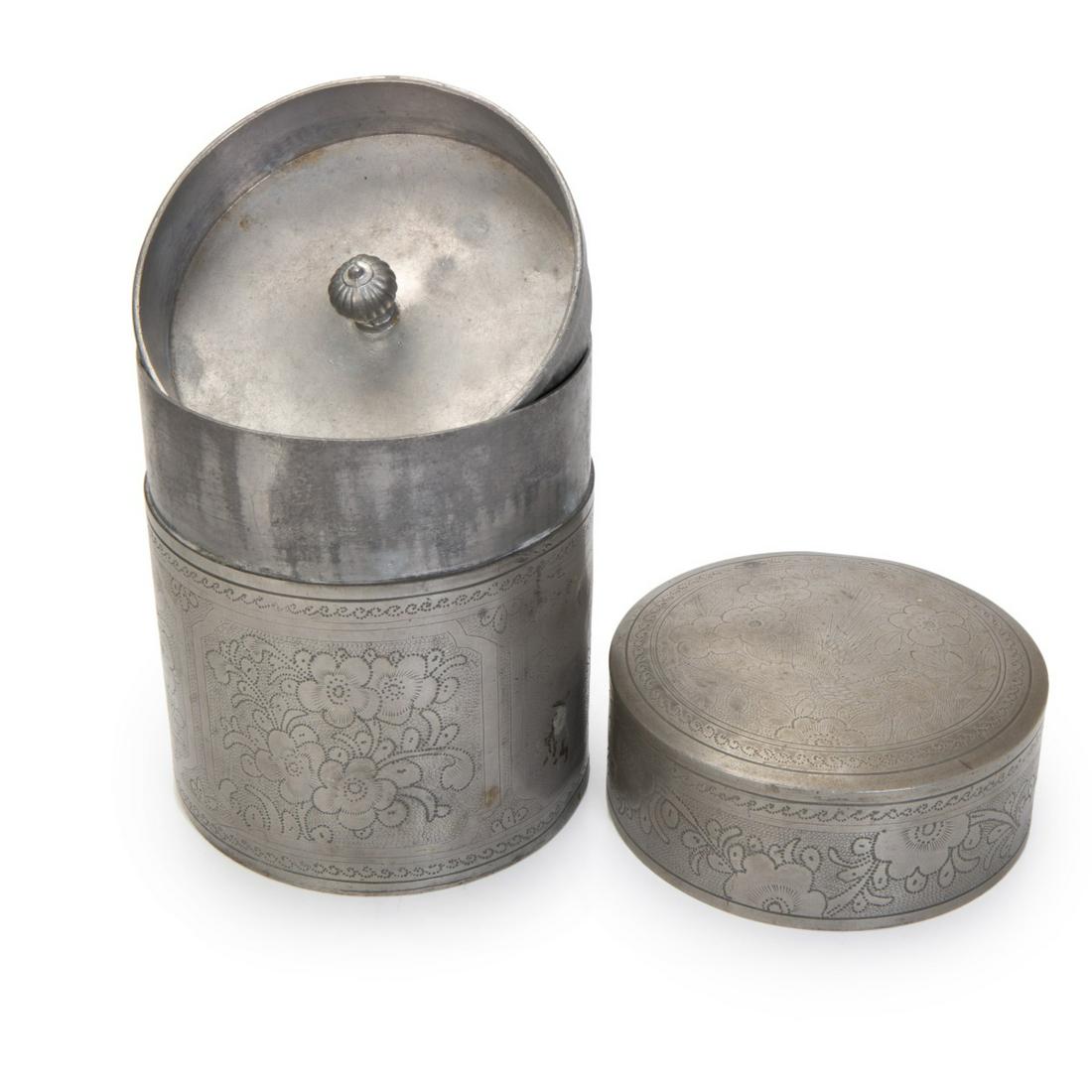 CHINESE PEWTER TEA CADDY (1 of 6)