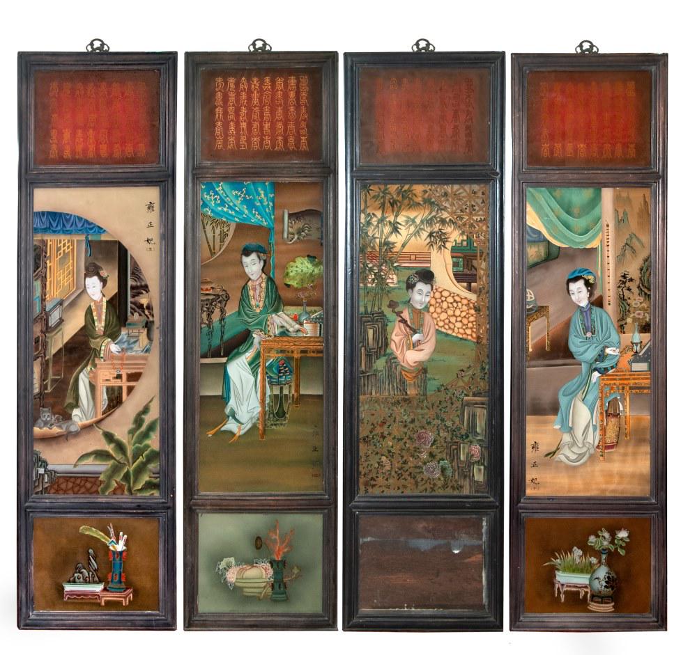 CHINESE REVERSE GLASS PAINTING PANELS (1 of 2)