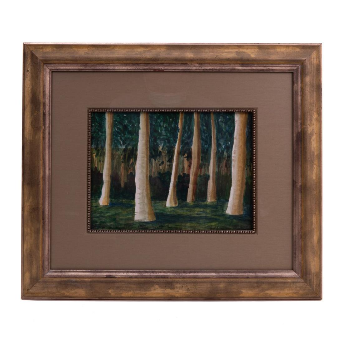FRAMED WATERCOLOR "DANA PRESCOT" TREES  98' (1 of 6)