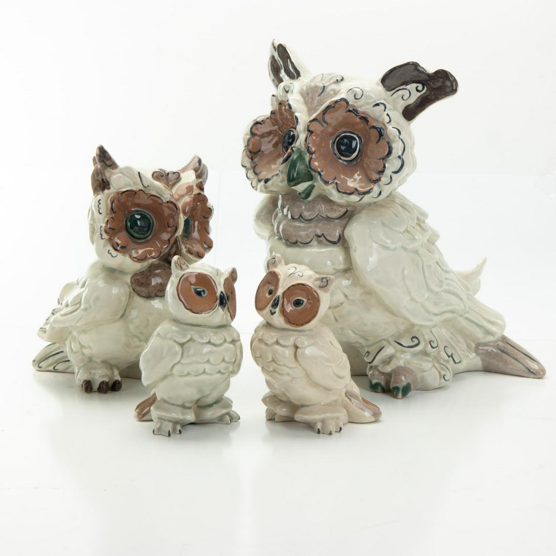 GROUP OF 4 PORCELAIN OWL FAMILY (1 of 5)