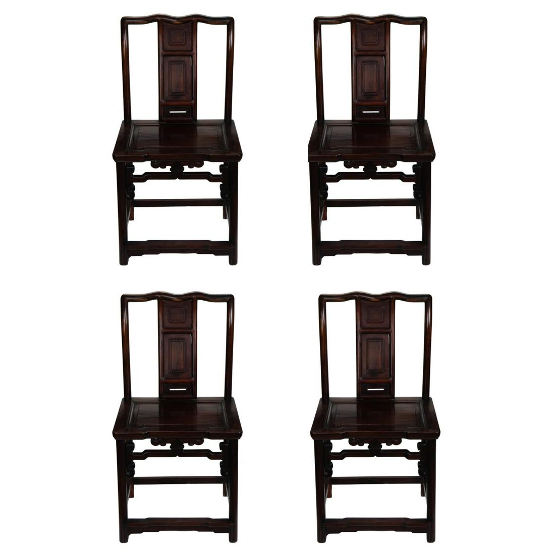 FOUR CHINESE ROSEWOOD DINNING CHAIRS (1 of 6)