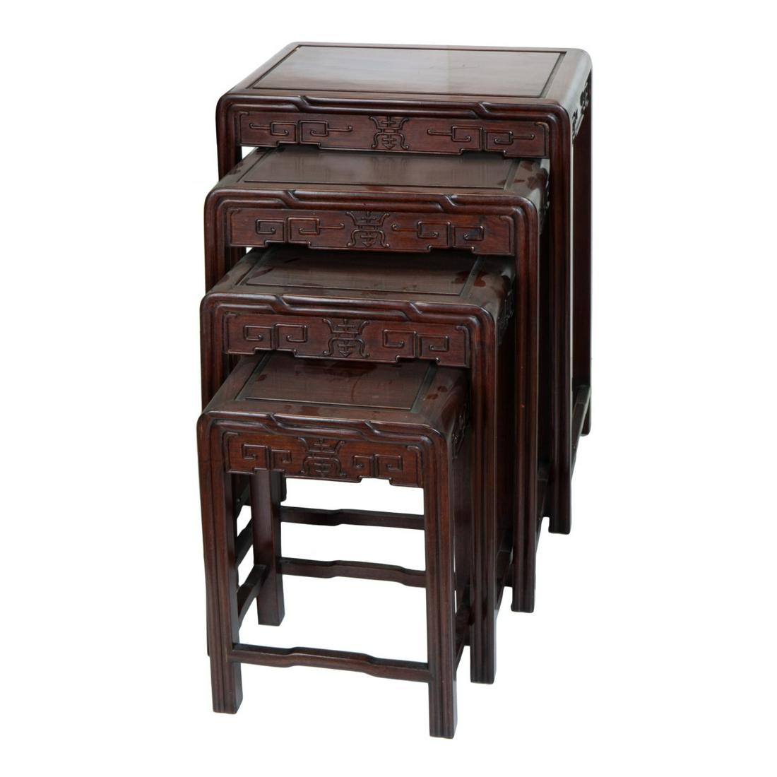 FOUR CHINESE ROSEWOOD NESTING TABLES (1 of 6)