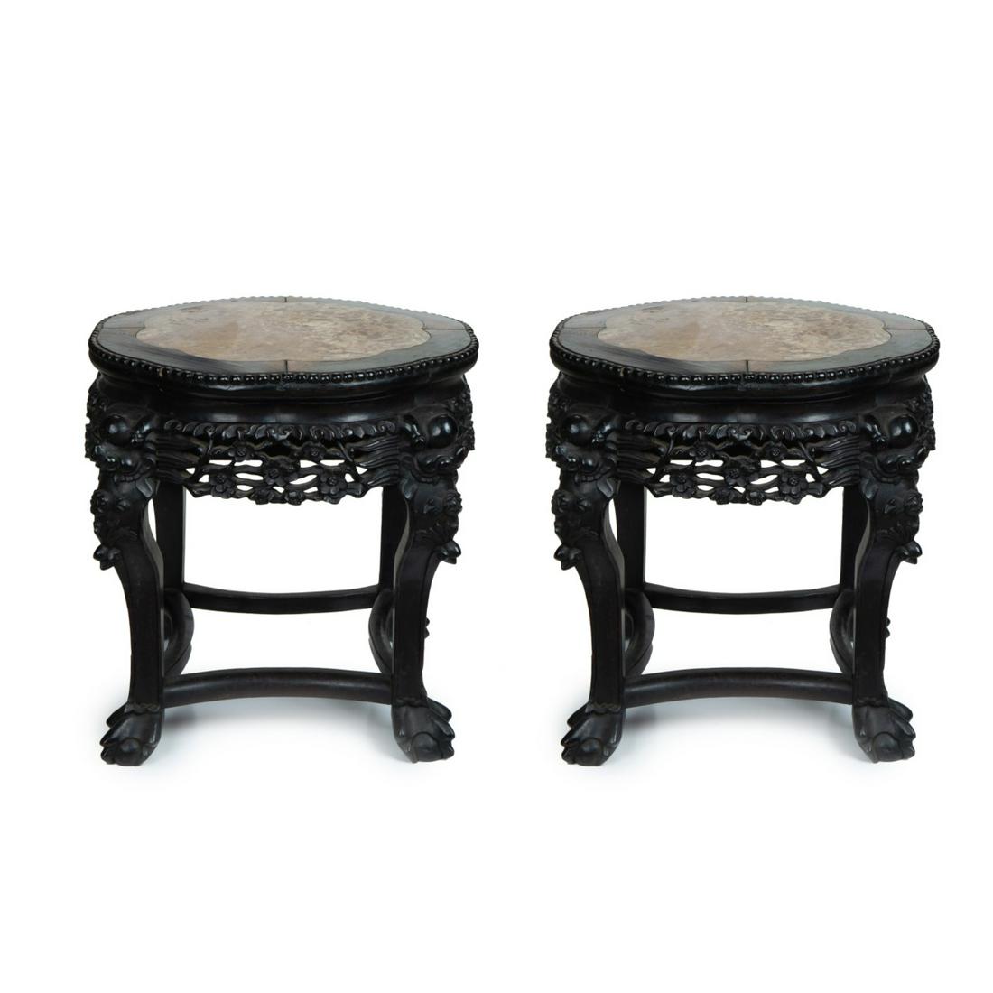 TOP CHINESE ROSEWOOD MARBLE  TOP TABLES (1 of 7)