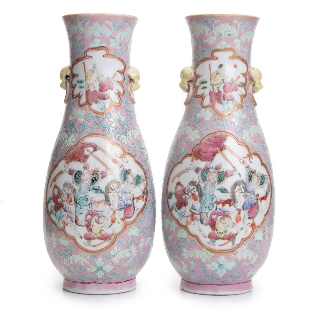 CHINESE FAMILLE ROSE VASES, LATE QING (1 of 6)