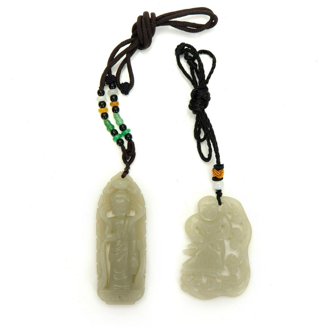 TWO CHINESE WHITE JADE PENDANT (1 of 6)