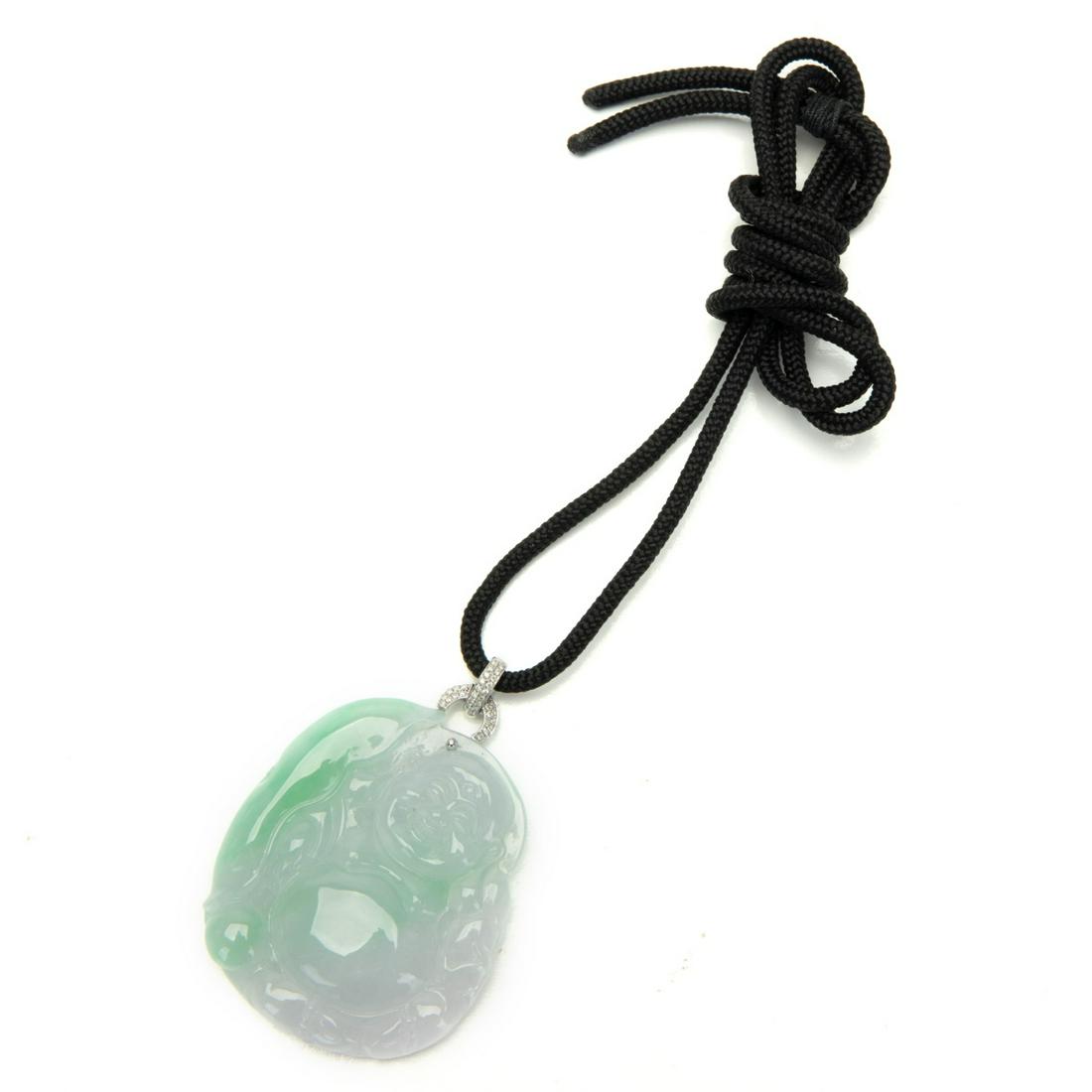 18K DIAMOND JADE JADEITE BUDDHA PENDANT (1 of 6)