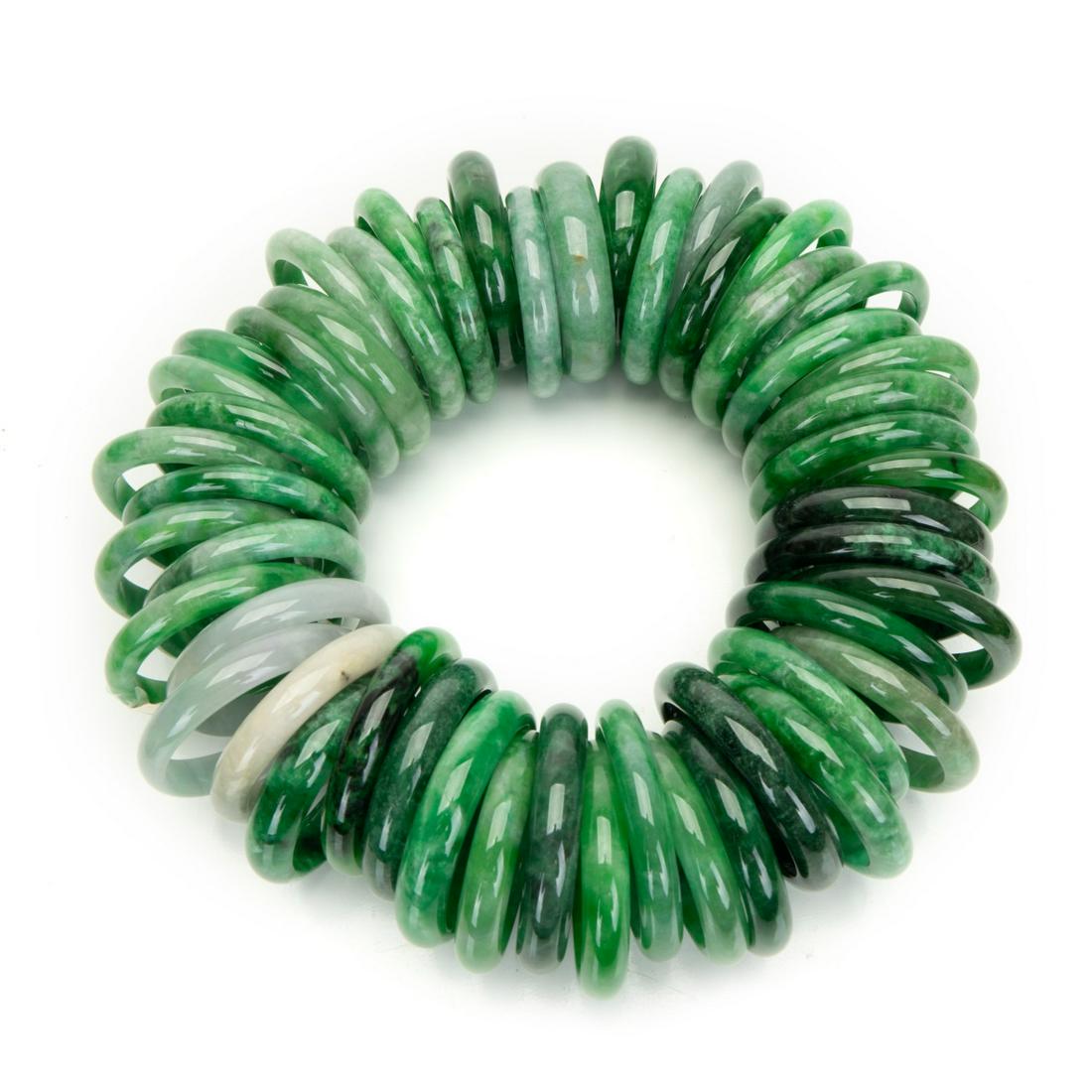 GROUP OF FIFTY JADE / VARIED STONE BANGLE (1 of 6)